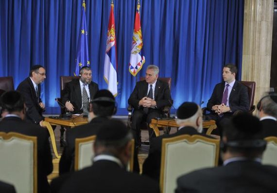 Beograd 2.4.2013. god.  Predsednik Nikolić sa delegacijom komiteta Konferencije evropskih rabina.